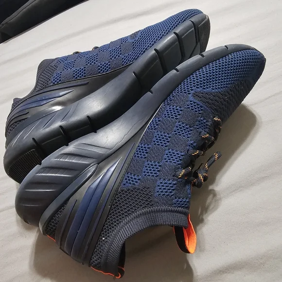 Louis Vuitton Navy Blue/Black Damier Knit Fabric & Rubber Fastlane Sneakers 10.5
